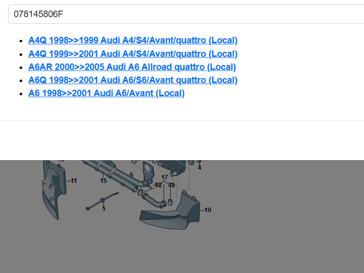 AUDI A4 A6 A6 ALL LADELUFTKÜHLER RECHTS 078145806F = 078145806K = 078145806L - Obrázek 4