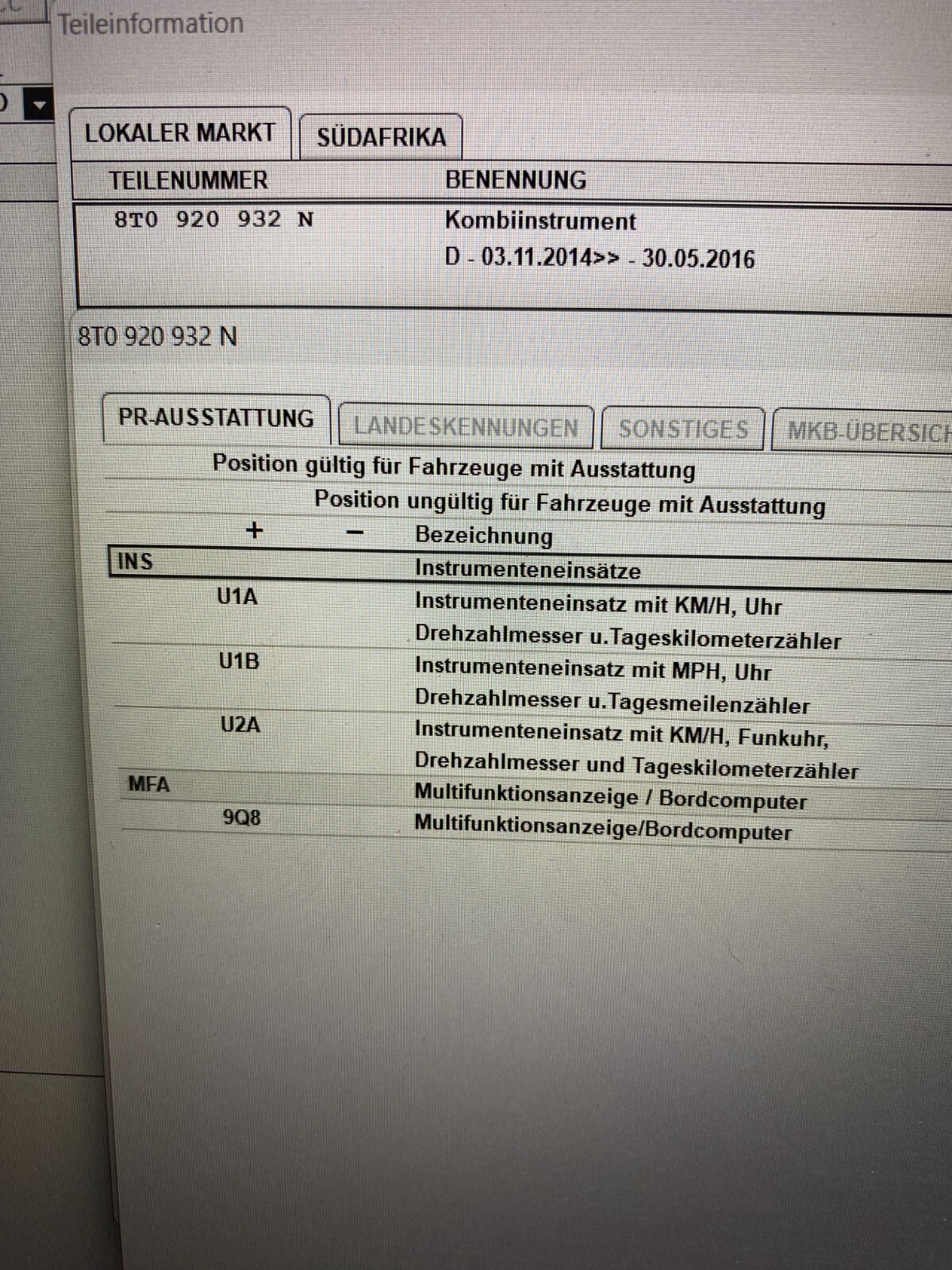 AUDI A5/S5 KOMBIINSTRUMENT 8T0920932N- FAST NEU ! DEMONT VOM TEST CAR- NUR 30KM! - Obrázek 17