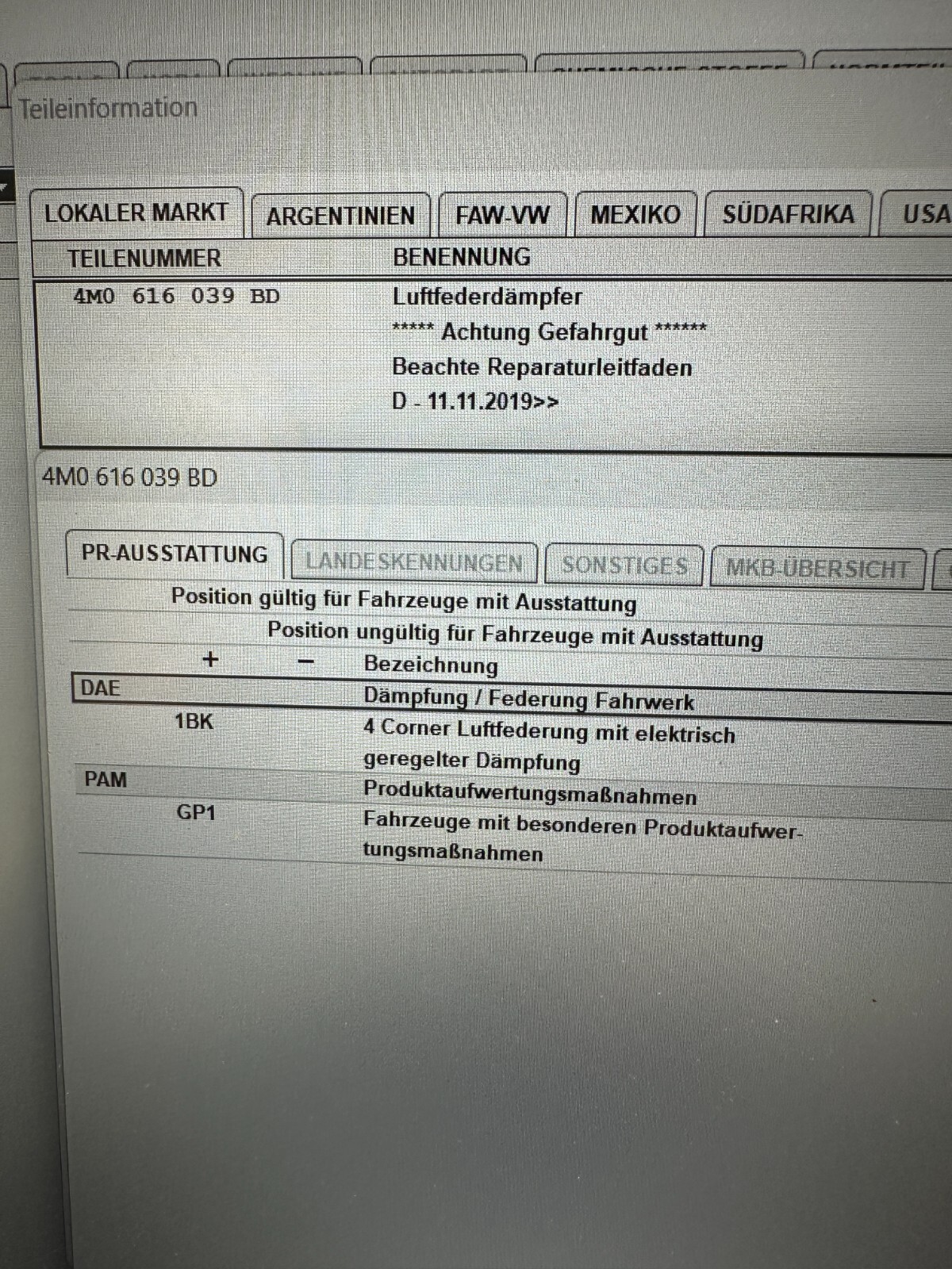 AUDI Q7 LUFT STOßDÄMPFER LINKS - RECHTS VORN 4M0616039AT = 4M0616039BD ORIG.NEU - Obrázek 6