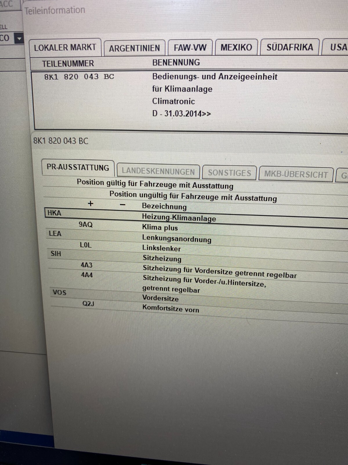 KLIMABEDIENTEIL AUDI A4/S4 A5/S5 Q5 KLIMABEDIENTEIL SITZBELÜFTUNG 8K1820043BC - Obrázek 19