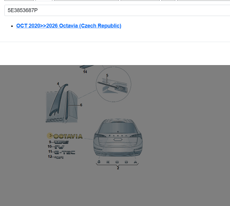 ŠKODA OCTAVIA 5E SCHRIFTZUG BLACK EDITION HINTEN HECKKLAPPE 5E3853687P ORIG.NEU - Obrázek 4