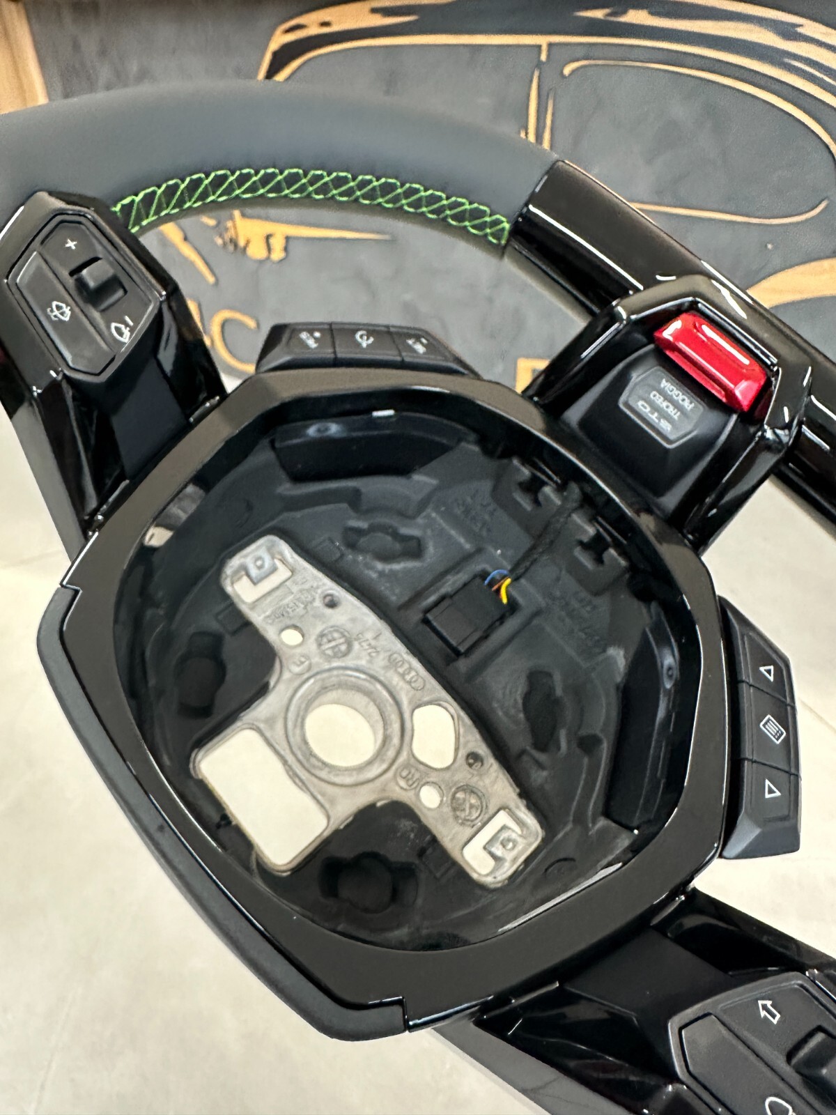 STEERING WHEEL LAMBORGHINI HURACAN STO SPORT LEDER LENKRAD GRÜNE STREIFEN NÄHT - Obrázek 5
