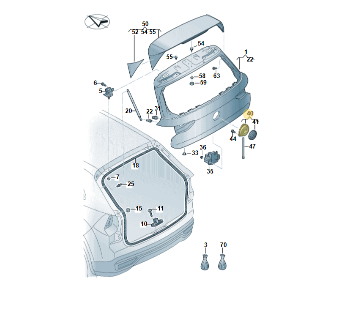 VW GOLF 8 HINTERE TÜRSCHLIESSE LOGO MIT KAMERA MIT MIKROSCHALTER 5H0827469P NEU - Obrázek 4