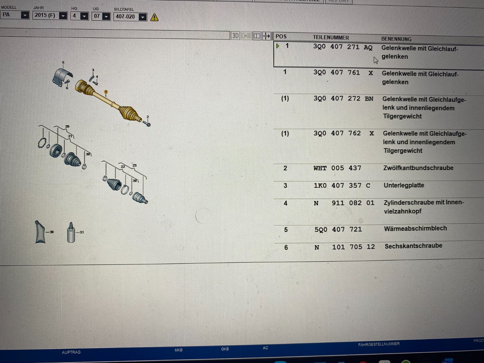 VW PASSAT, TAOS, TOURAN / SKODA KAROQ ANTRIEBSWELLE LINKS 3Q0407271AQ ORIG.NEU - Obrázek 10