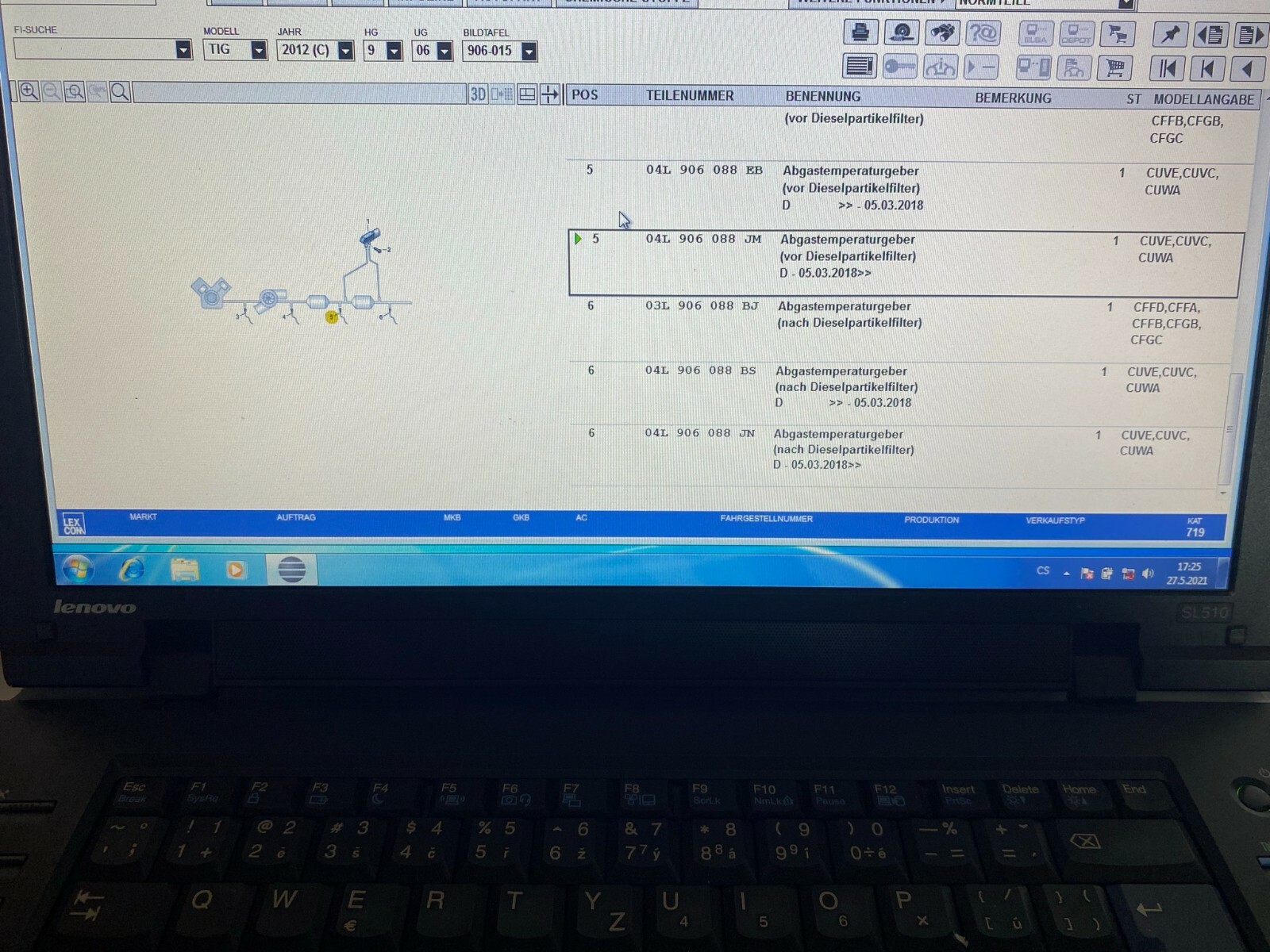 VW TIGUAN ABGASTEMPERATURGEBER 04L906088JM / 04L 906 088 JM ORIGINAL NEU!! - Obrázek 8