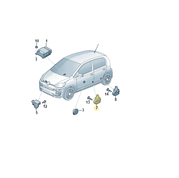 6C0959351B VW SKODA SEAT CRASH BESCHLEUNIGUNGSSENSOR 6C0959351B ORIG NEU - Obrázek 4
