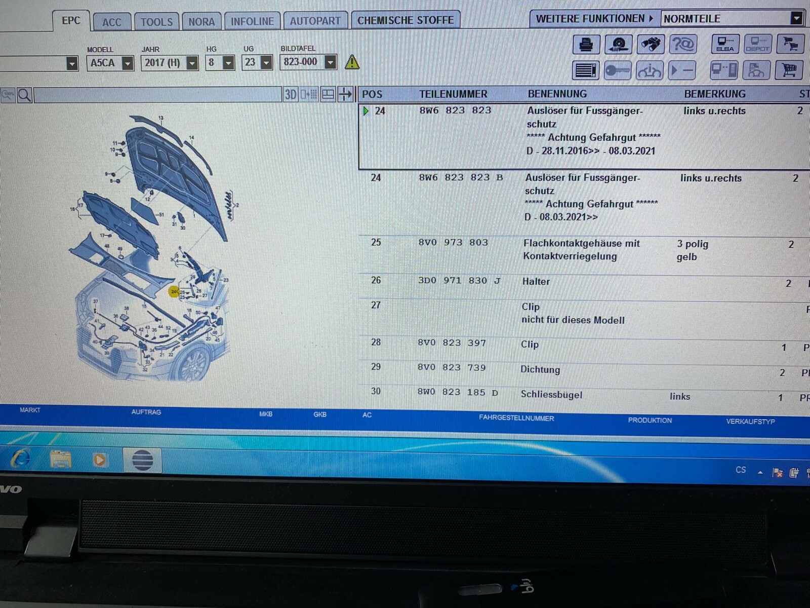 AUDI A5/S5/RS5 AUSLOSER FUR FUSSGANGER SCHUTZ 8W6823823 ORIGINAL NEU!!!! - Obrázek 12