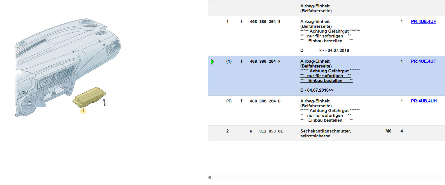 AUDI A6 , A7 , A8 ARMATURENBRETT SICHERHEITSTASCHE SCHUTZ 4G8880204F ORIG NEU - Obrázek 4