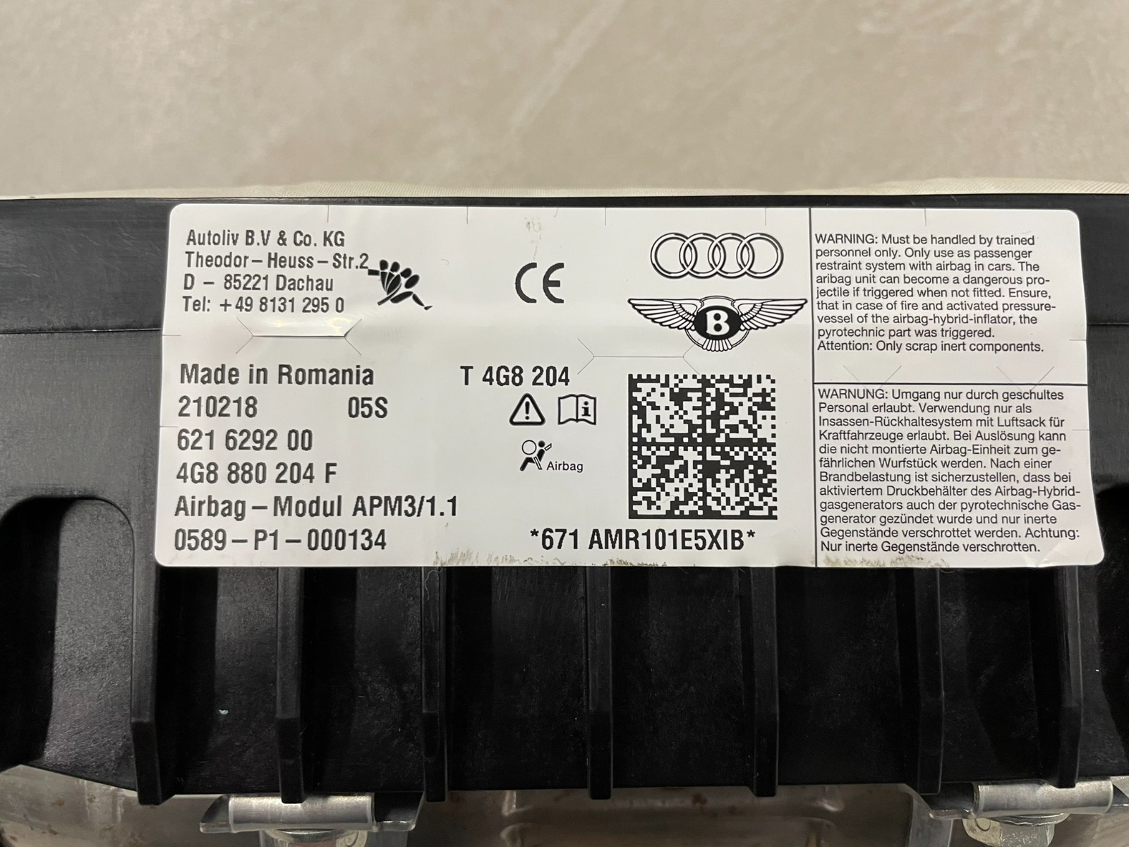 AUDI A6 , A7 , A8 ARMATURENBRETT SICHERHEITSTASCHE SCHUTZ 4G8880204F ORIG NEU - Obrázek 10