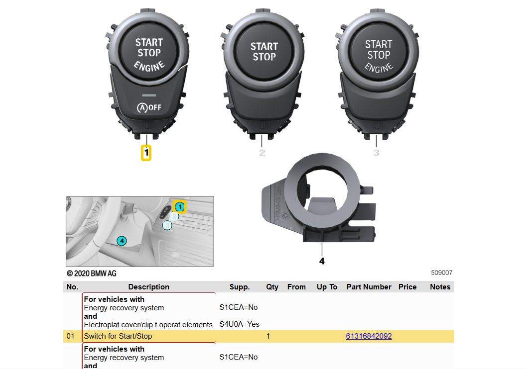 BMW X3 G01 X4 G02 START STOP KNOPF SCHALTER 6842092 ORIGINAL NEU!! - Obrázek 5