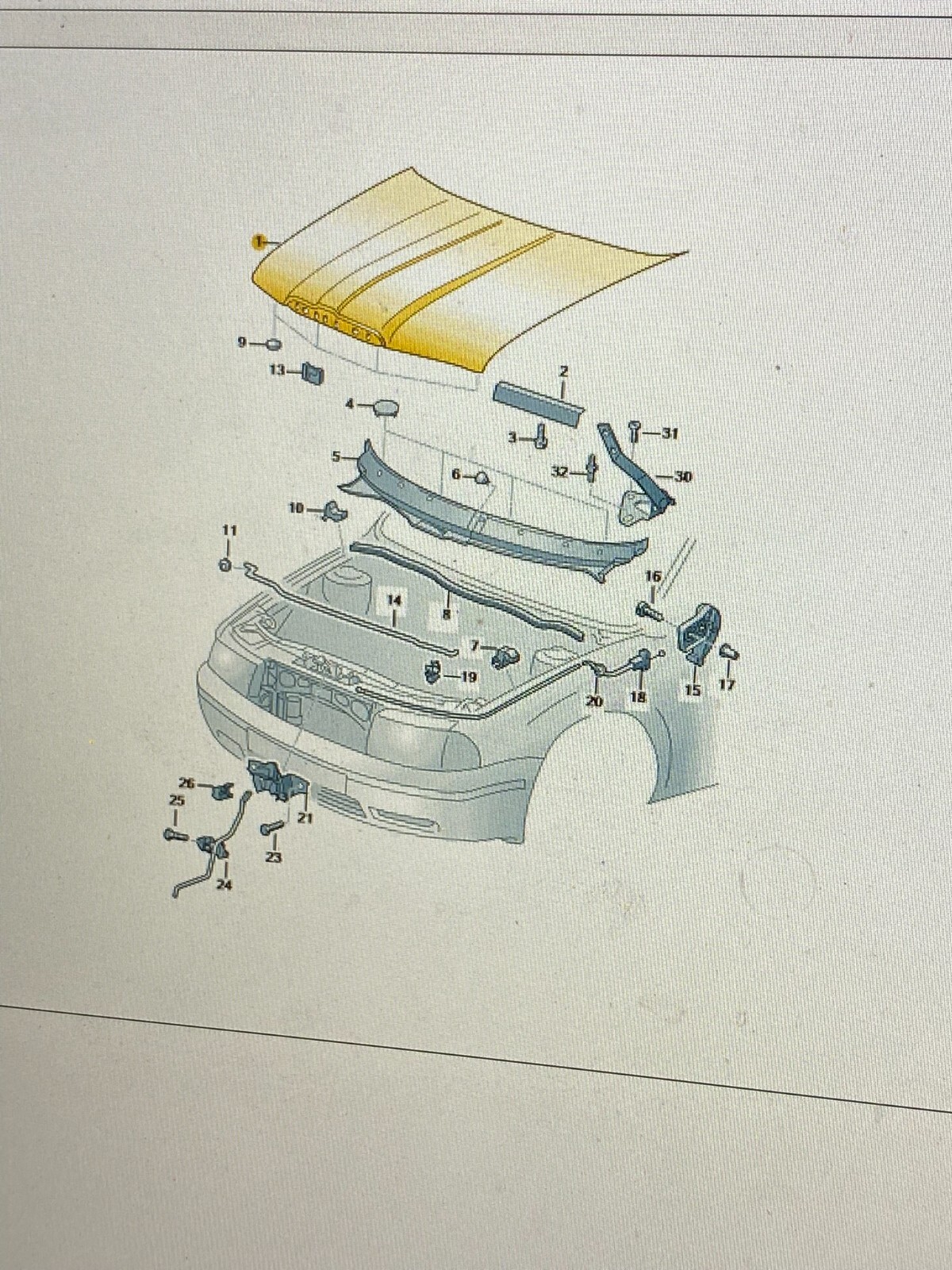 SKODA OCTAVIA I 1996-2011 MOTORHAUBE FRONTKLAPPE 1U0823031D ORIG. NEU SKODA TEIL - Obrázek 12