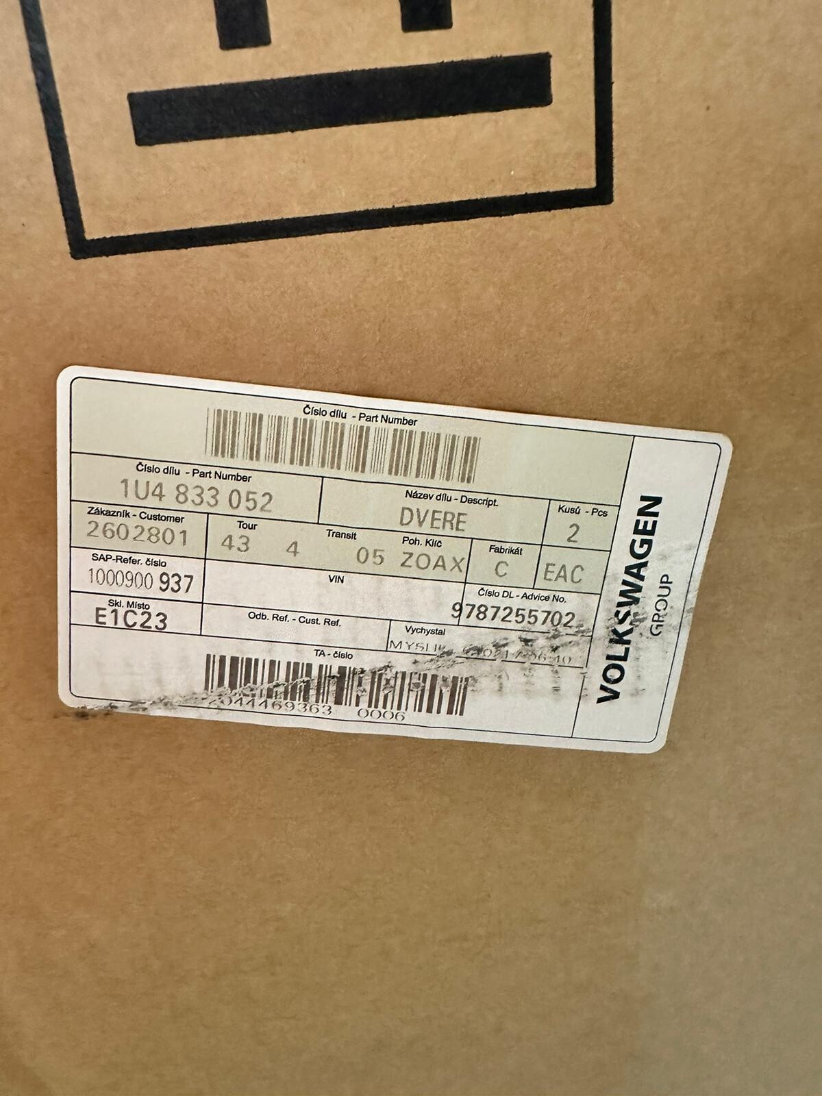 SKODA OCTAVIA I LIMUSINE TÜR HINTEN RECHTS 1U4833052 ORIGINAL SKODA NEUES TEIL - Obrázek 9