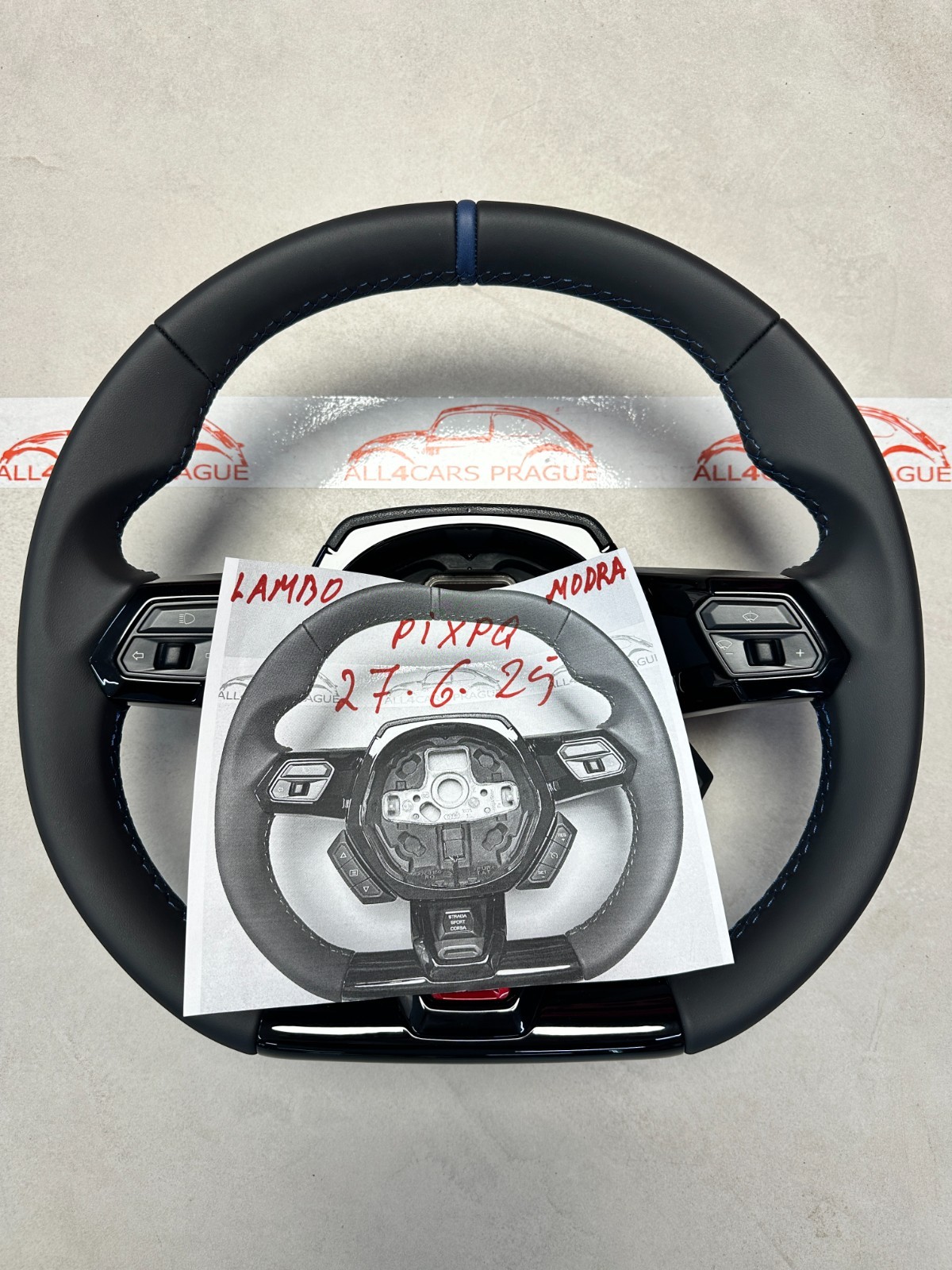 STEERING WHEEL LAMBORGHINI HURACAN 4T SPORT LEDER LENKRAD BLAU STREIFEN NÄHT org - Obrázek 18