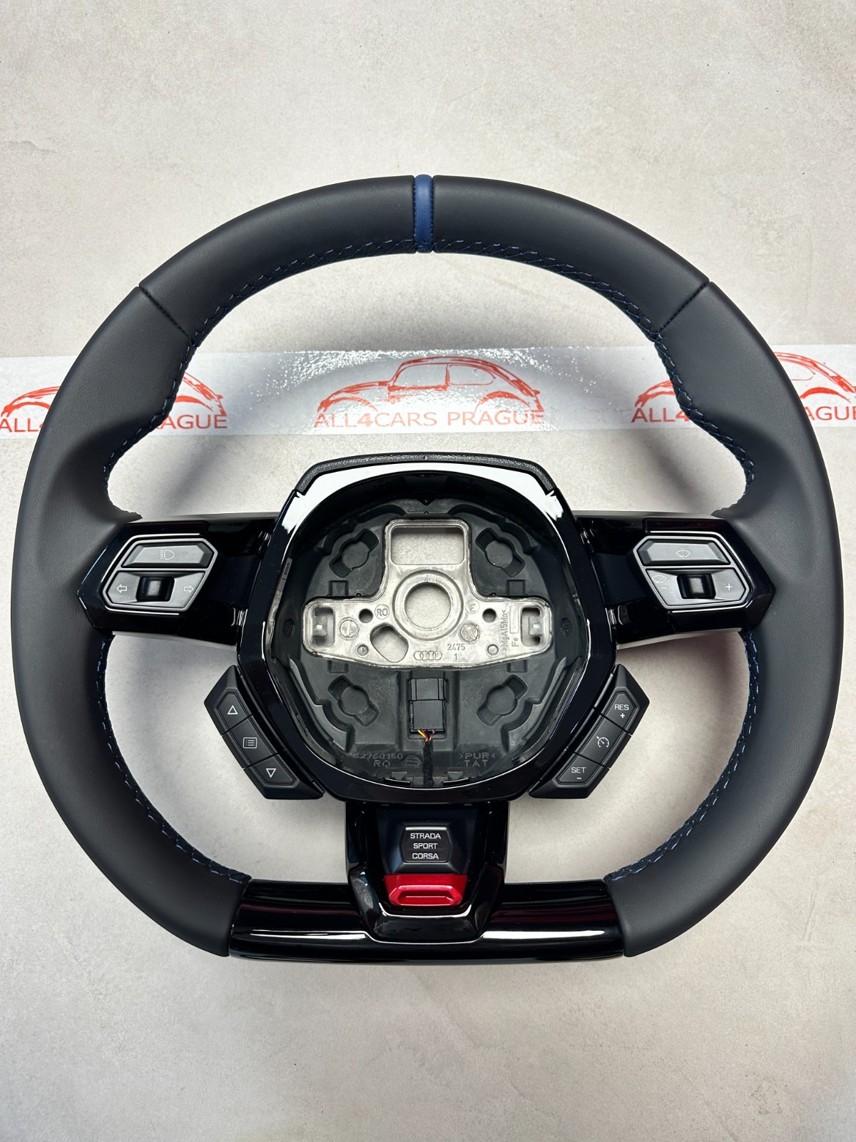 STEERING WHEEL LAMBORGHINI HURACAN 4T SPORT LEDER LENKRAD BLAU STREIFEN NÄHT org