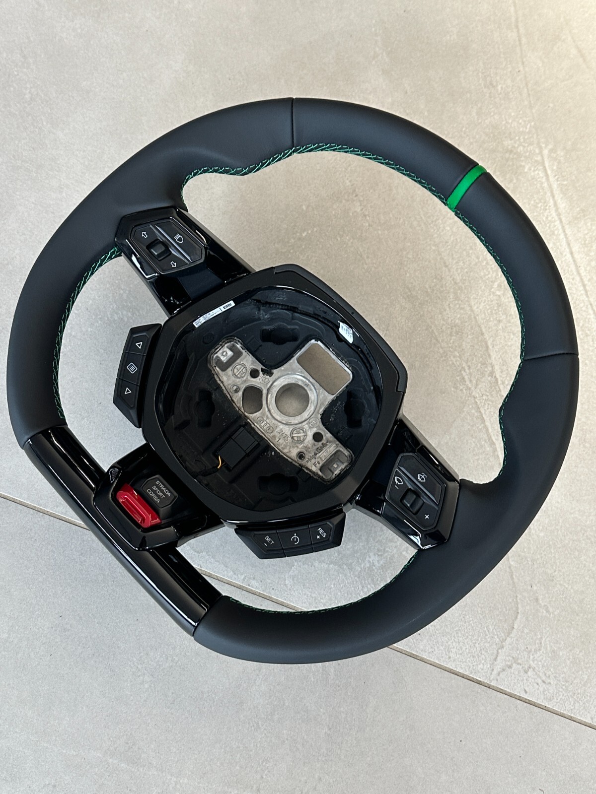 STEERING WHEEL LAMBORGHINI HURACAN GRÜN SPORT LEDER LENKRAD 4T0419091BF ORIG NEW - Obrázek 4