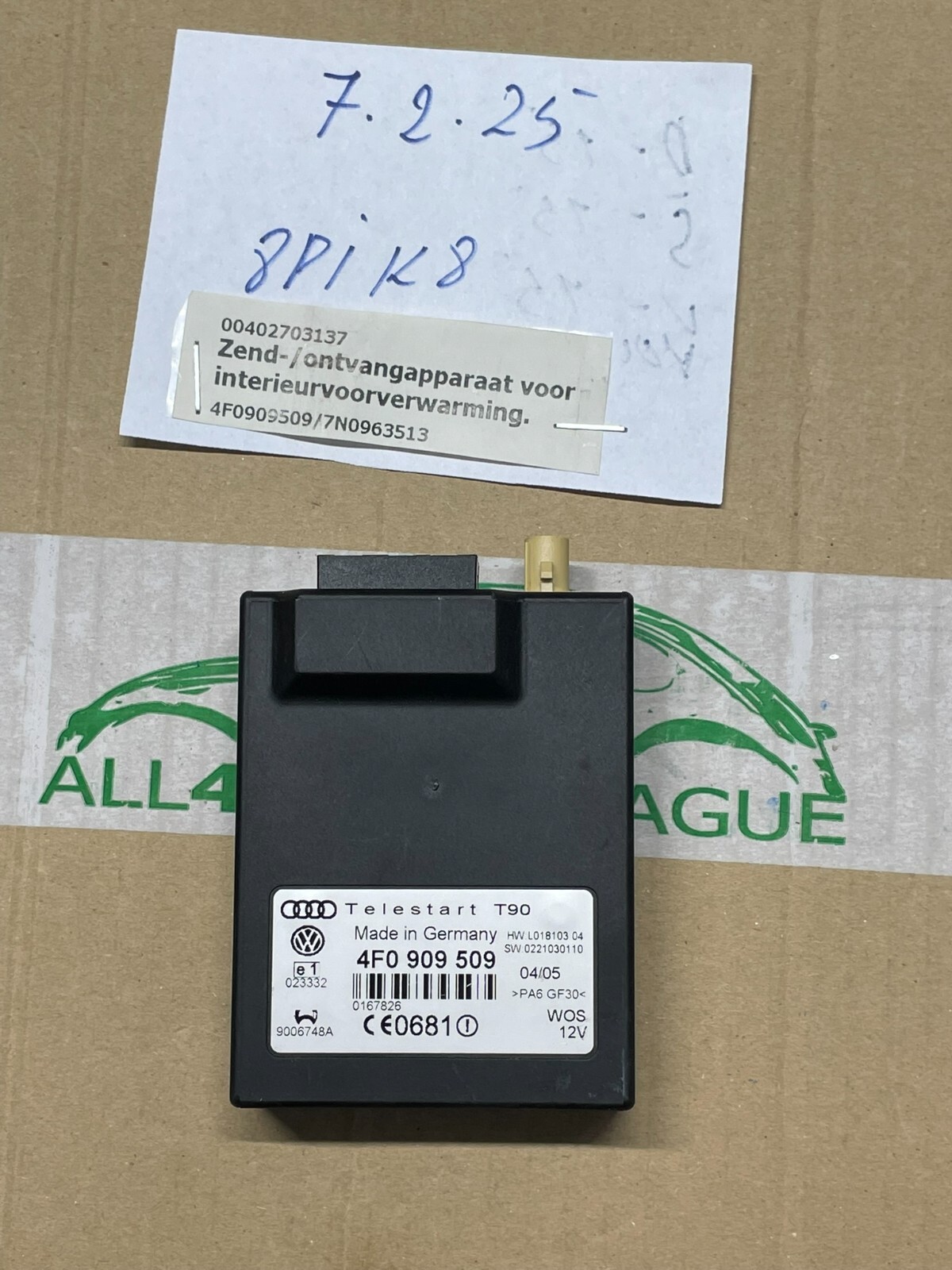 VW AUDI EMPFANGSGERÄT STEUERGERÄT FÜR STANDHEIZUNG 4F0909509 FAST NEU TEST CAR - Obrázek 18