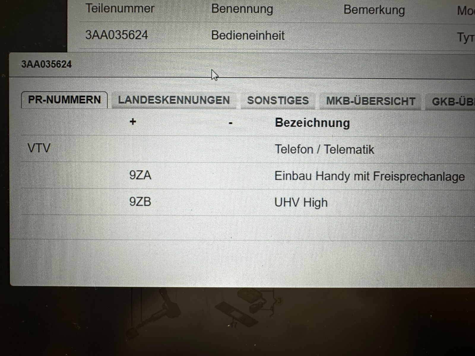 VW GOLF PASSAT TIGUAN +...BEDIENEINHEIT FREISPRECHEINRICHTUNG 3AA035624 Fast Neu - Obrázek 6