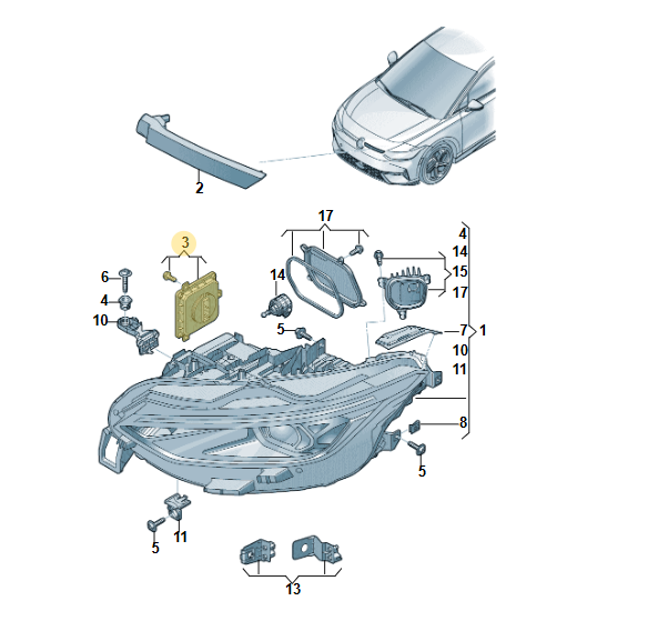 VW ID 7 STEUERGERÄT FÜR LED SCHEINWERFER 992941592AG DEM V NEUEN SCHEINWERFER VW - Obrázek 3