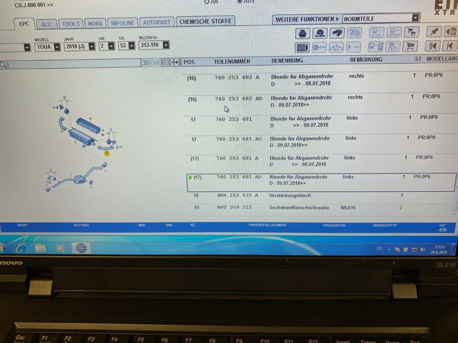 VW Touareg 2018- Chrom Endrohr Blenden Abgasanlage 760253681AD ORIG. NEU - Obrázek 8