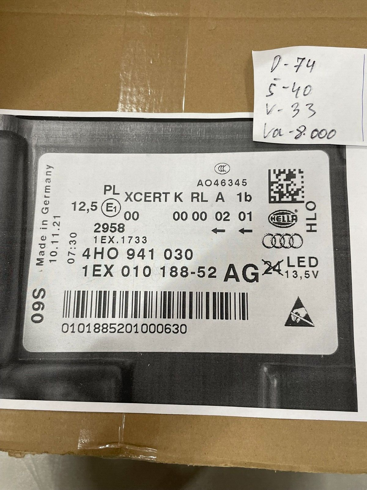 AUDI A8 4H D4 VOLL LED FRONTSCHEINWERFER R. 4H0941030AG = 4H0941030BK NEU ORIG! - Obrázek 15