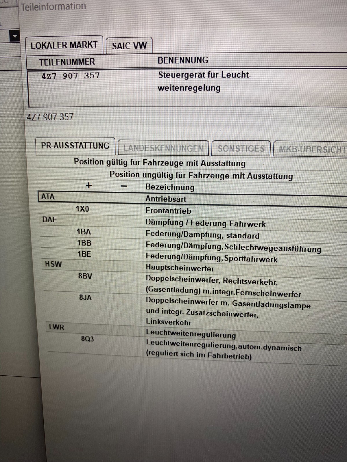 AUDI VW STEUERGERÄT LEUCHTWEITENREGULIERUNG 4Z7907357 5LA008081 4Z7 907 357 ORIG - Obrázek 12