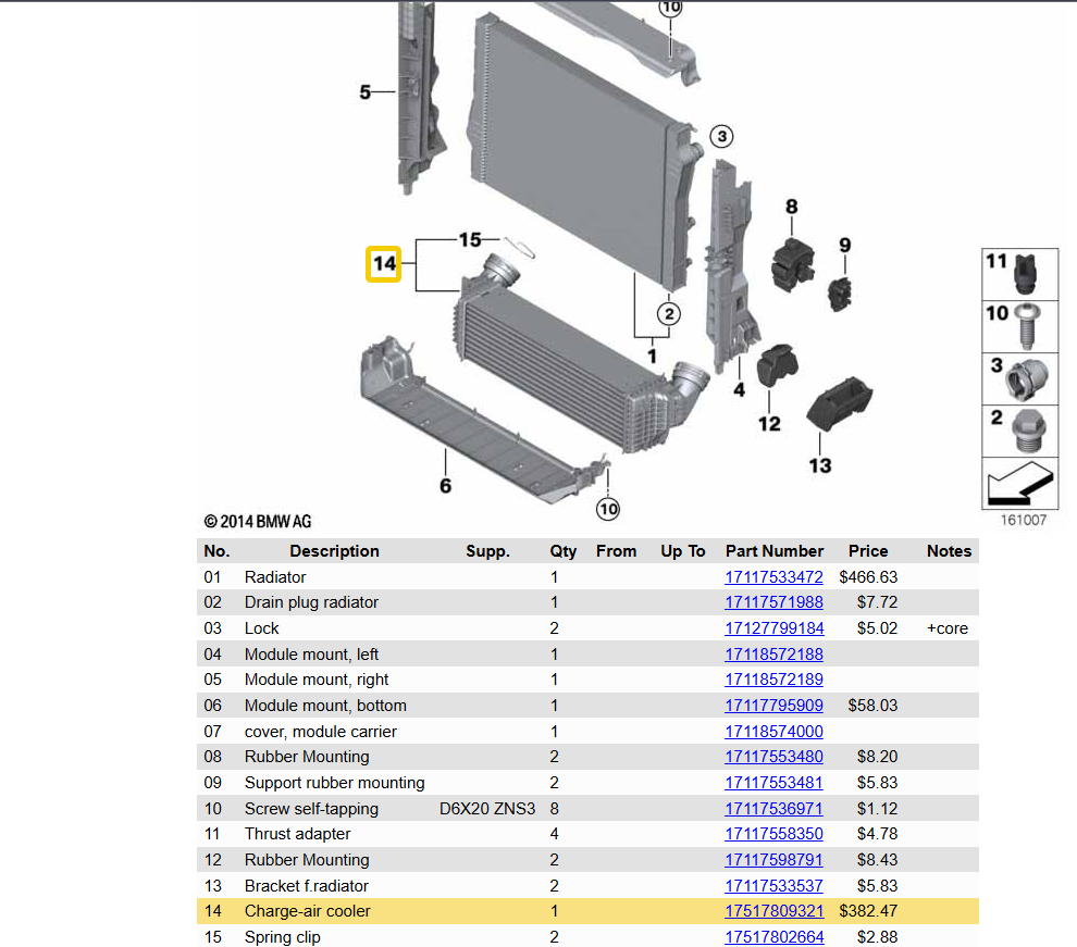 BMW X5 ,X6 E70,E70,F15,E71,F16 LADELUFTKÜHLER 7809321 , 17517809321-01 NEU ORIG - Obrázek 4