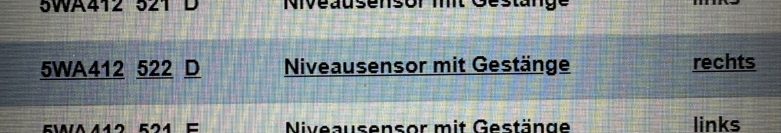 VW AUDI SEAT SKODA NIVEAUSENSOR MIT GESTÄNGE RECHTS 5WA412522D ORIG.NEU! - Obrázek 8