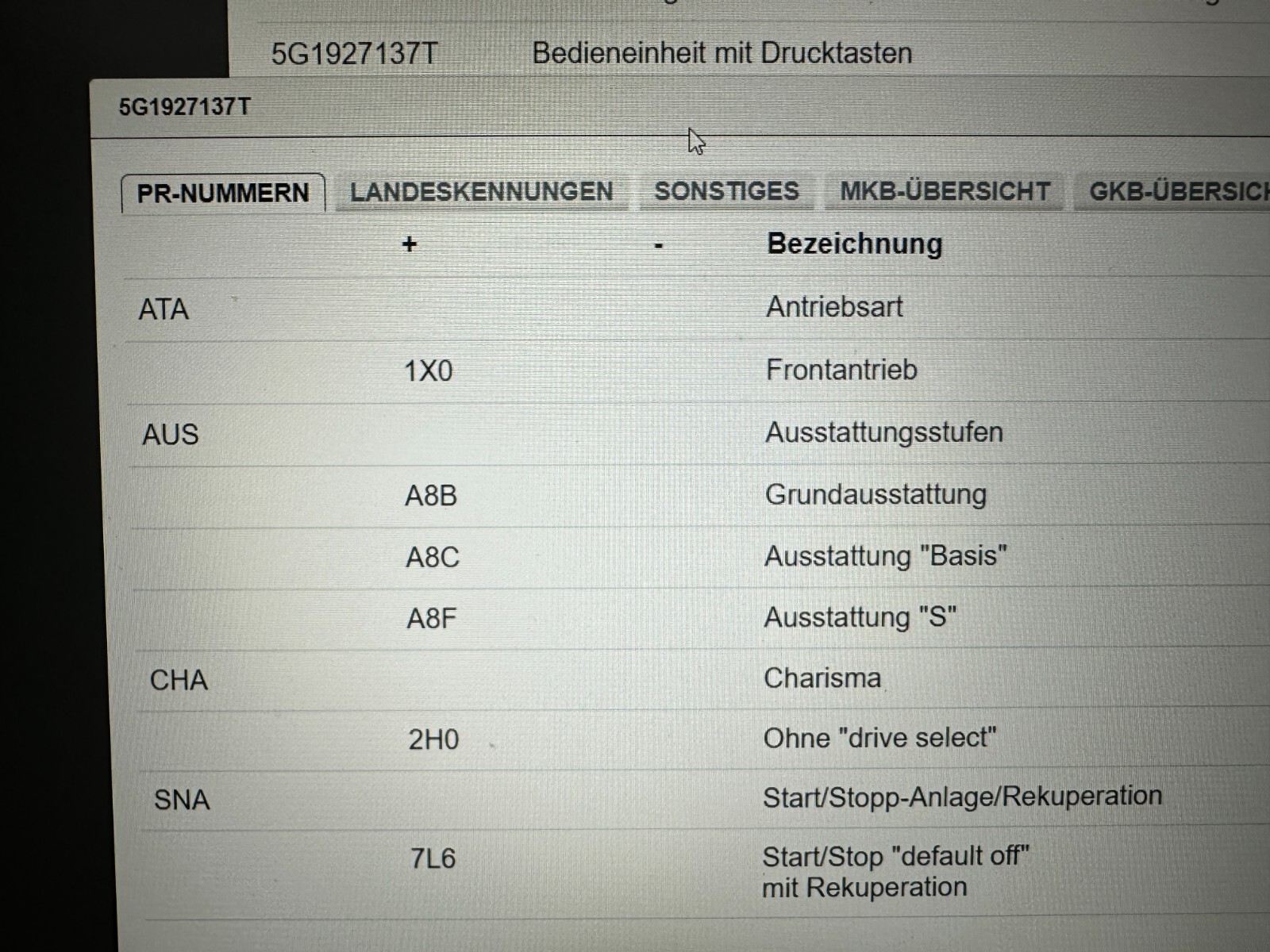 VW GOLF 7 VII SCHALTER DRUCKTASTEN ECO START/STOP 5G1927137T Fast Neu Test Car.. - Obrázek 7