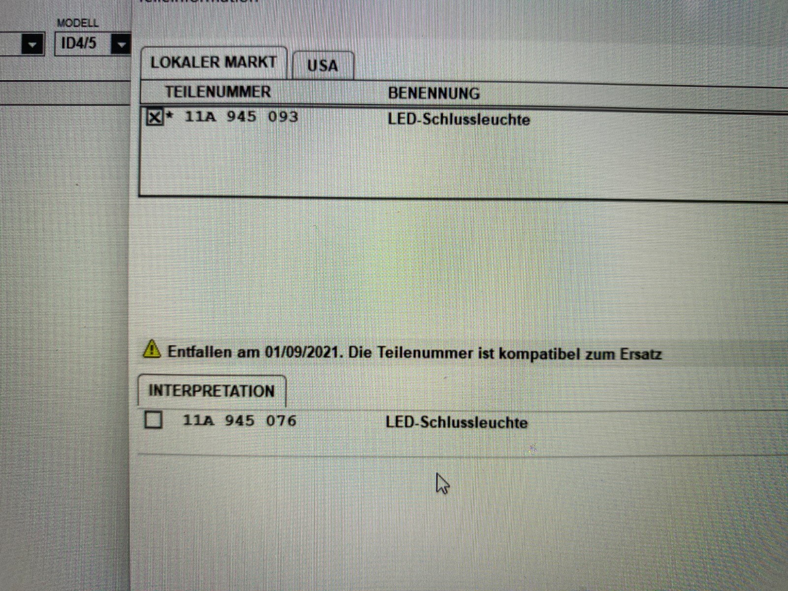 VW ID.4 ID.5 LED RÜCKLEUCHTE HECKLEUCHTE SCHLUSSLEUCHTE MITTE 11A945093 - Obrázek 23
