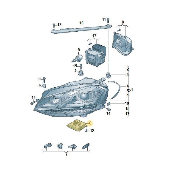 VW ŠKODA SEAT SCHEINWERFER STEUERGERÄT 7P5941591AD DEMONT VOM TEST CAR ORIG VW - Obrázek 4