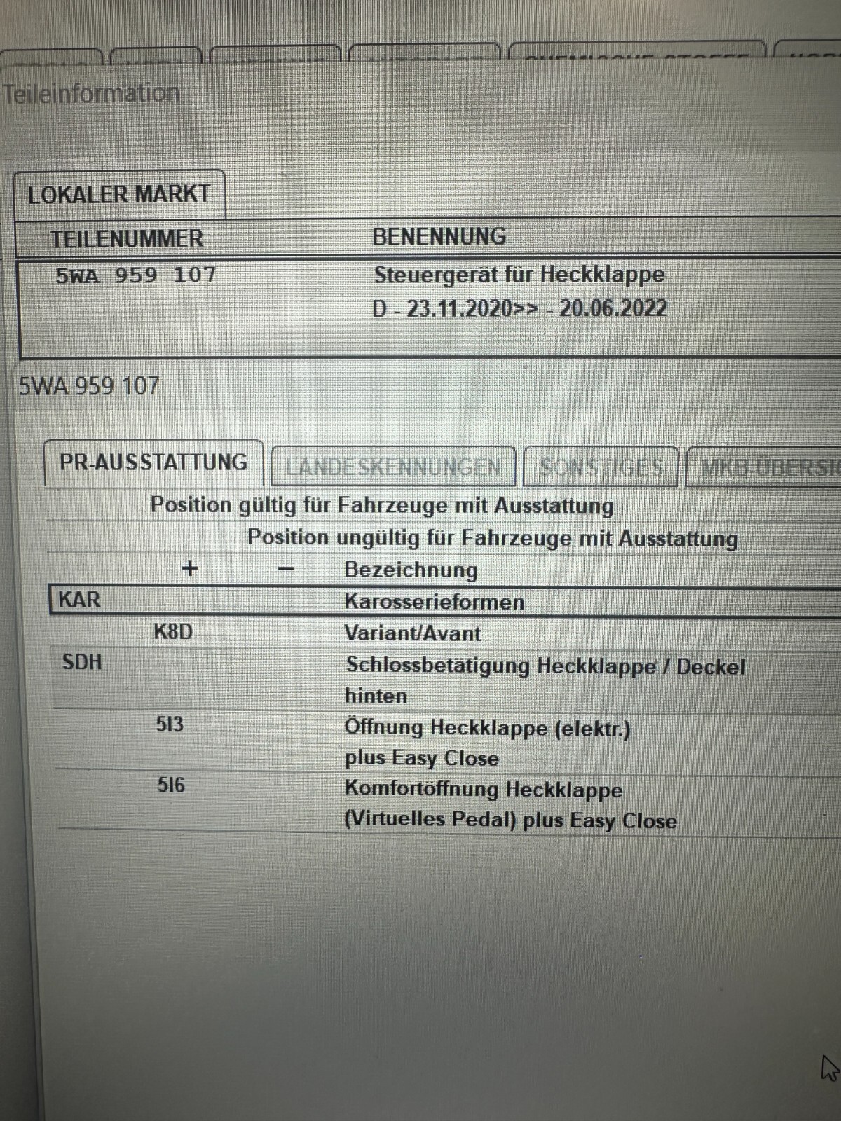 VW STEUERGERÄT ANTRIEBSEINHEITEN ELEKTRISCHE HECKKLAPPE 5WA959107 5WA 959 107 - Obrázek 14