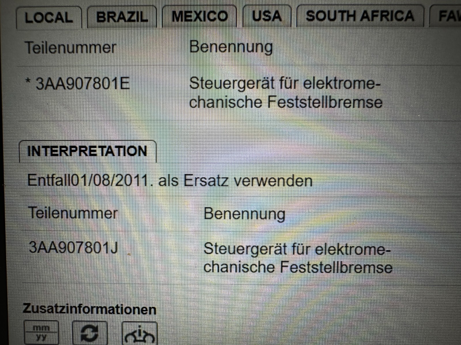 VW TIGUAN PASSAT SHARAN STEUERGERÄT FESTSTELLBREMSE 3AA907801E/J. Fast Neu Teil - Obrázek 4