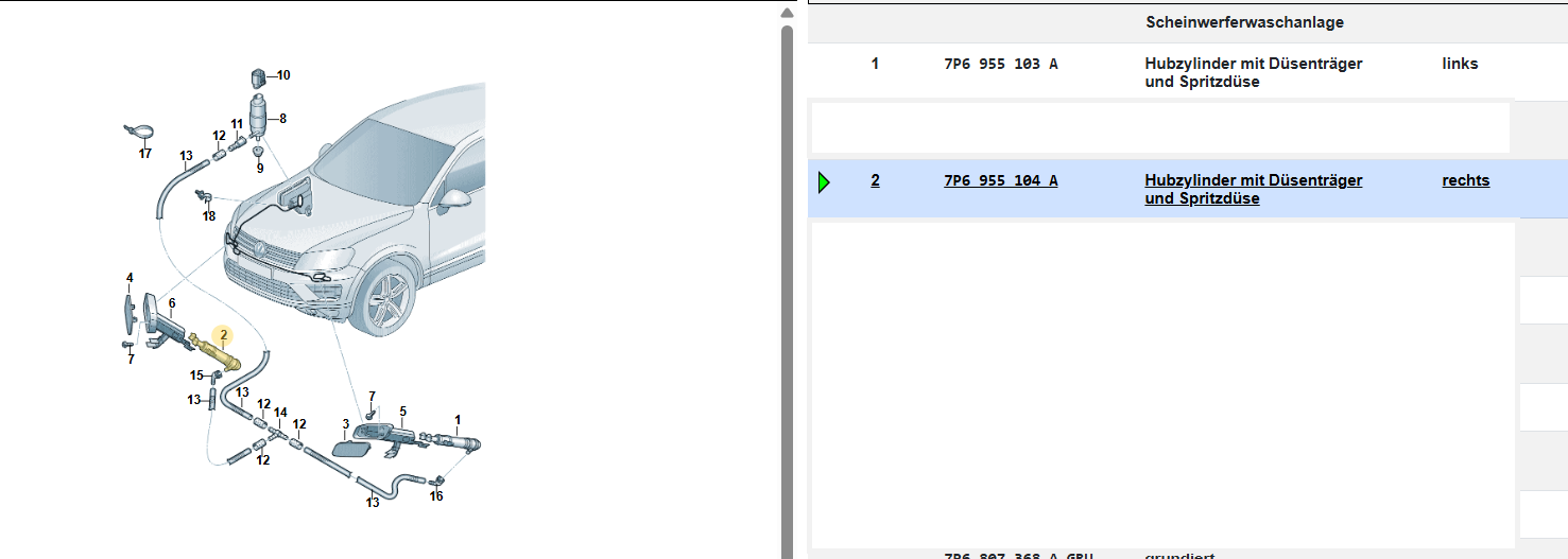 VW TOUAREG 7P HEADLIGHT WASHERS L+R 7P6955103A 7P6955104A 7P6807941 7P6807942 - Obrázek 3