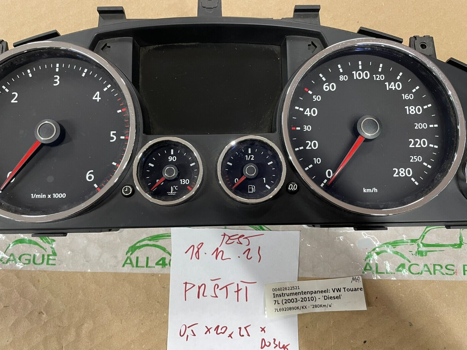 VW TOUAREG TACHOMETER KOMBIINSTRUMENT 7L6920890K FAST NEU DEM V TEST CAR - Obrázek 16