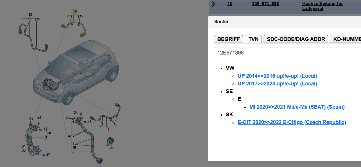 VW UP, ŠKODA CITIGO, SEAT MII HOCHVOLTLEITUNG FÜR LADEGERÄT 12E971398 VW ORIG. ! - Obrázek 4